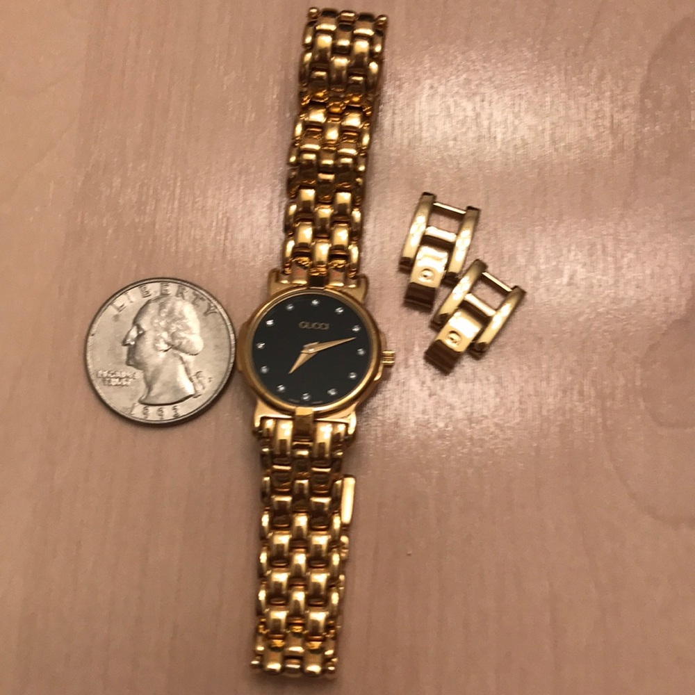 Vintage  Gucci 18K GP Watch Diamond Hour Markers